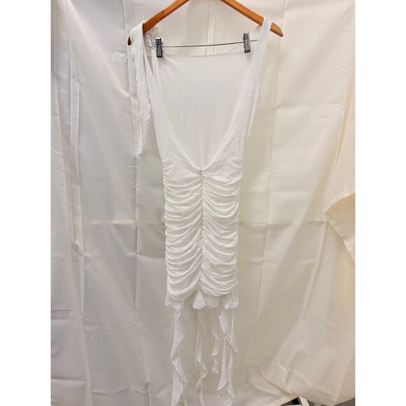 Miss Circle Alaina Floral Ruffle Runched Mesh Mini Dress XS Graduation Summer - Picture 4 of 6